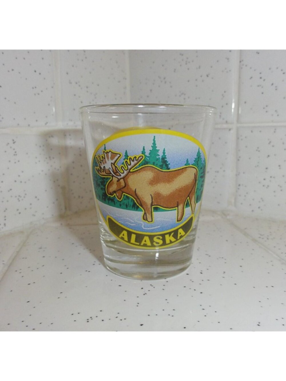 Vintage Alaska Moose Shot Glass barware drinkware souvenir